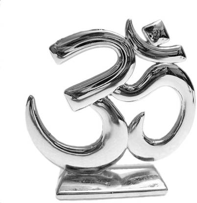 RK Basics Religious Symbol OM Idol Silver Metal Statue for Car Dashboard Decorative Showpiece  -  6 cm