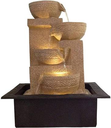 homicraft Cream Colour Designer Waterfall Tabletop Fountain with Light for Gift & decor. Decorative Showpiece  -  40 cm