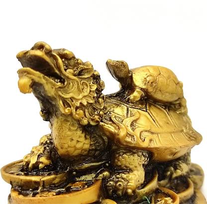 Plus Value Feng Shui Dragon Headed Turtle With Baby Tortoise Symbol of Power – Feng shui Decorative Showpiece  -  6 cm