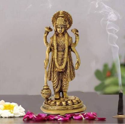 krishnagallery1 Brass Standing Vishnu Bhagwan Murti Statue Pure Brass Panchdhatu, डेकोरेटिव शोपीस  -  8 cm