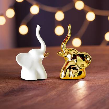 Ekhasa Elephant Show Pieces for Home Decor Living Room Decorative Items | Set of 2 Decorative Showpiece  -  9 cm
