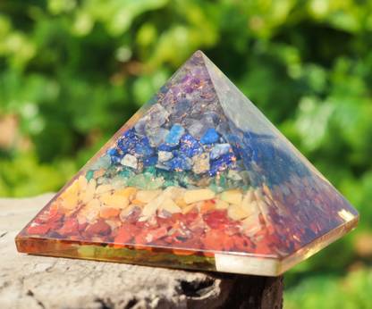 EXCEL Large (3.2X3.2 Inch) Seven Chakra Orgone Pyramid Decorative Showpiece  -  8 cm