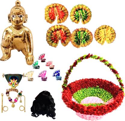 Poshak Bhandar 2 No. Size Laddu Gopal For Temple,3 Inch ,full combo Decorative Showpiece  -  10 cm