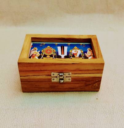Puja Celebrations Wooden Thiruman Box Thenkalai Decorative Showpiece  -  5 cm