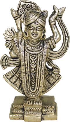 vinayakmoorti Brass Shreenathji Idol Shreenathji Murti Shreenathji Statue (Height:-5 Inch) Decorative Showpiece  -  12 cm