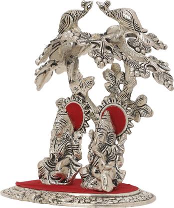 INTERNATIONAL GIFT Silver laxmi Ganesh Tree Idol | Box & Bag | For Pooja, Home Decorative Showpiece  -  28 cm