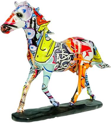 BNF 3D Horse Figurine Horses Statue Resin Sculpture Office Desk Ornament Decorative Showpiece  -  12 cm