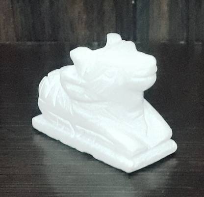 KRAFT CLOUDS Natural Marble Nandi Small For Pooja Puja home mandir temple| For Car dashboard Decorative Showpiece  -  4 cm