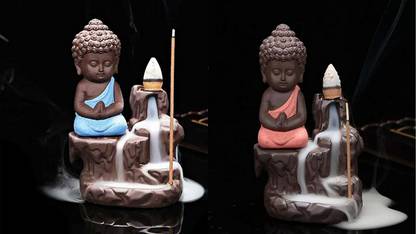 Flipkart SmartBuy Buddha Set Backflow Incense Burner Showpiece -Infuse Your Space with Beauty Decorative Showpiece  -  12 cm