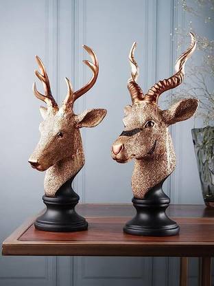 ANENTER Deer Face Statue for Home Office Decor and Gift Showpiece Vastu Feng Shui Decorative Showpiece  -  33 cm