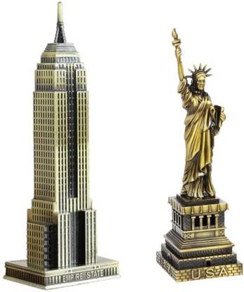 Lilone Statue of Liberty and Empire State Building Miniature Combo Showpiece Decorative Showpiece  -  15 cm