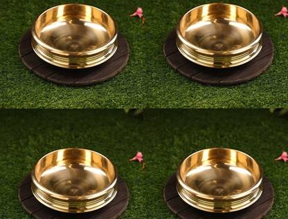 HOIVA (Pack of 4 ) Brass Urli Bowl for Home & Office Decoration-Diameter 3 INCH Decorative Showpiece  -  3 cm