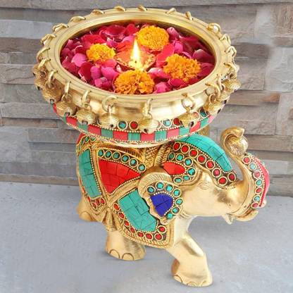Indian Dynamic Art gallery Elephant Ulli Decorative Showpiece  -  19.1 cm