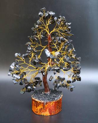 DVISHA Black Tourmaline Feng Shui Bonsai Chakra Tree - Reiki Healing Stones Tree Decorative Showpiece  -  23 cm