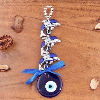 Global Reach 3-Dolphin Nazar Battu Door Hangings Brings Good Luck and Protection in Your Home Decorative Showpiece  -  16 cm