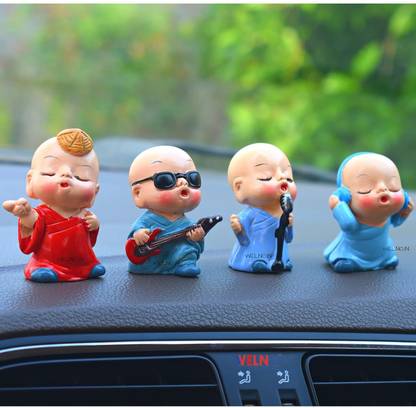mark india Unique Singing Synthetic Resin Buddha Monk Statues, Small (Singing Monk) Decorative Showpiece  -  5 cm
