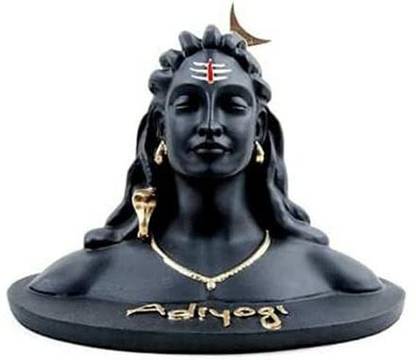 SK Craft Adiyogi Shiv Shankar Murti Statue for Car Dashboard(Matte Black, Big Size) Decorative Showpiece  -  11 cm