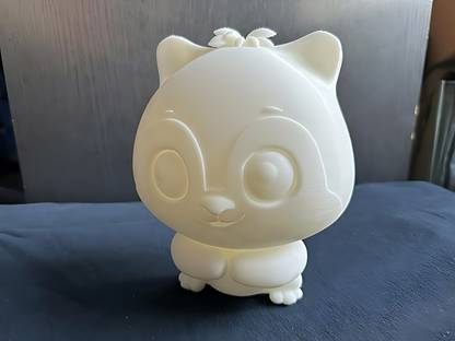 celestial crafts Charming Chubby Kitty: Delightful 3D Printed White Cat Figurine Decorative Showpiece  -  16 cm