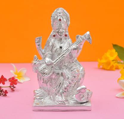 HOUZZPLUS Maa Saraswati Siting Statue, Maa Veena Vadini Saraswati idol / murti for Puja Decorative Showpiece  -  15 cm
