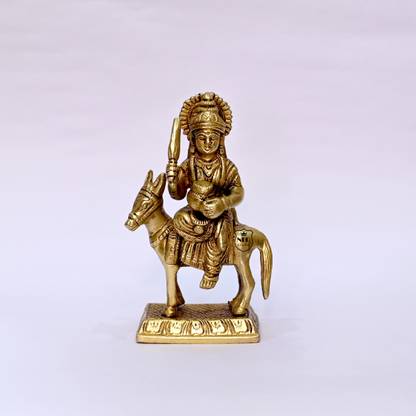 Neo Classic Sheetla MATA Shitla MATA Idol for Puja with Heavy Base I Religious Brass Idol Decorative Showpiece  -  16 cm