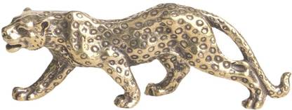 Lyla Leopard Statue Cheetah Figurine Brass Handmade for Home Office Decoration Decorative Showpiece  -  10 cm