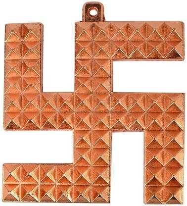 CRYSTU Swastik Copper Wall Hanging Swastik Door Sign For All Vastu Size 76 mm Decorative Showpiece  -  7.5 cm