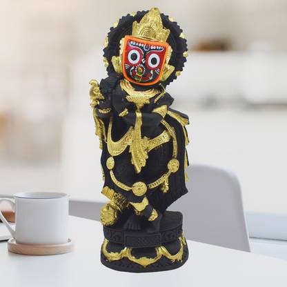 Jagannath World Intricate Design Krishna Avatar Sculpture in Black Decorative Showpiece  -  22.5 cm