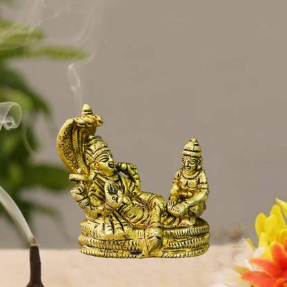 krishnagallery1 Brass Astadhatu Laxmi Vishnu Murti Pure Brasss Decorative Showpiece  -  9 cm