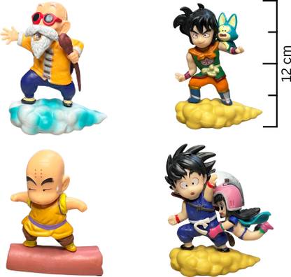 Weeb Corner DBZ Character Combo – Goku & Chi-Chi, Krillin, Yamcha & Roshi (Set of 4,12cm) Decorative Showpiece  -  12 cm