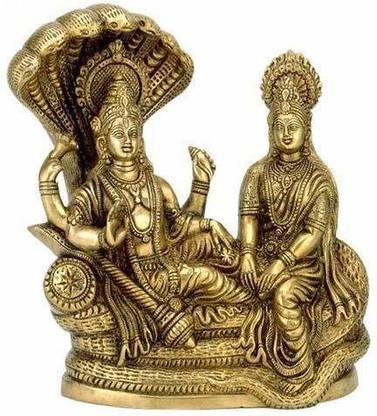 SBBCO Divine Magnet Metal Vishnu Ji with Laxmi Ji on Sheshnaag Showpiece Idol Decorative Showpiece  -  10.21 cm