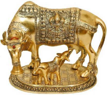 SBBCO Divine Edge Mini Kamdhenu Cow & Calf Idol Decorative Showpiece  -  15.21 cm