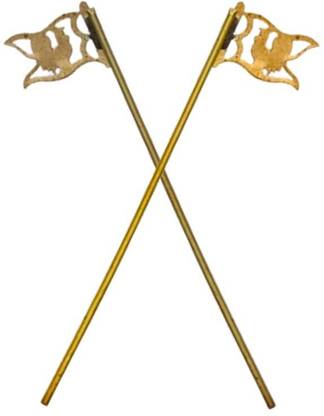 LeoTraders Murugan Seval Kodi Brass Flag for Poojaroom / Wallet / Pocket | (Pack of 2) Decorative Showpiece  -  8.5 cm