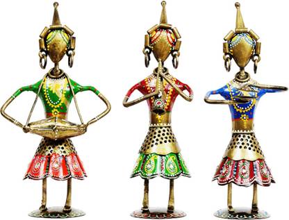 Vandana Collection Elegant Multicolor Tribal Musician Lady For Home Office Restaurant Festive Gift Decorative Showpiece  -  19 cm