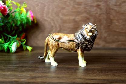 Antiques Nirmala Brass Lion Trinket Box For Hide Expensive Jewelry Decorative Showpiece  -  7.5 cm