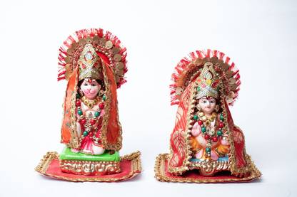 MS CREATIONS Hanuman - Kuber Eco-Friendly Murti with Shringaar and Aasni for Diwali Puja Decorative Showpiece  -  16 cm
