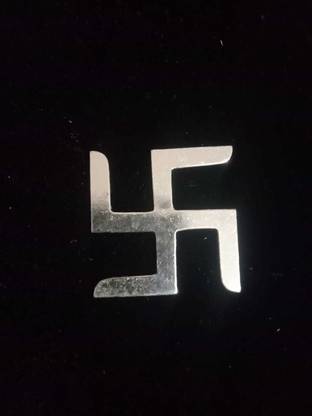 Nakoda Store Pure Silver (Chandi) Silver Swastik for Puja Temple (3 Gm) Decorative Showpiece  -  3.81 cm
