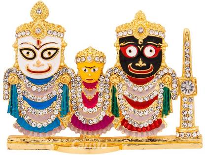 Caristo Jagannath Balabhadra Subhadra Sudarshan Chakra Idol (ID-188) Color Metal Statue Decorative Showpiece  -  6.6 cm