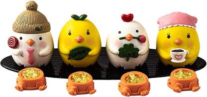 MOTOZOOP Resin Car Dashboard Toys , Full, Yellow and white, Set of 4 Pieces Combo