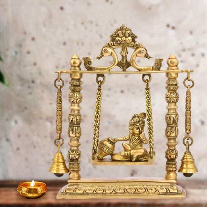 The Advitya Krishna Sitting in Jhula (Swing) Decorative Showpiece  -  25.4 cm