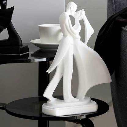 Shagun decorate KISSING COUPLE FULL WHITE Decorative Showpiece  -  21 cm