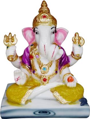 Om ssvmb9 Shreemant Dagdusheth Halwai Ganpati Statue Ganesha Idol Ganesh Murti Decorative Showpiece  -  13 cm