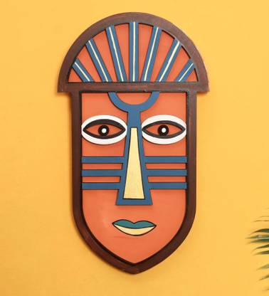 APS Art Plus Store Wooden African 3D Wall Mask Wooden Showpiece For Wall Decor, Unique 3D Wall Mask Decorative Showpiece  -  34 cm