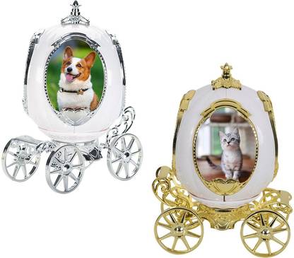BNF Photo Frame Music Box Rotating Picture Display for Bedroom Desktop Gold Decorative Showpiece  -  5 cm