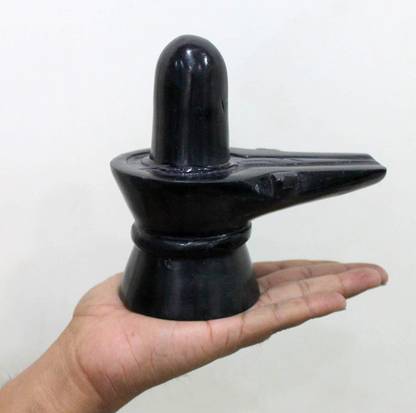 Chkoteravatiya black marble shivling 5inch for pooja ghar Decorative Showpiece  -  12 cm