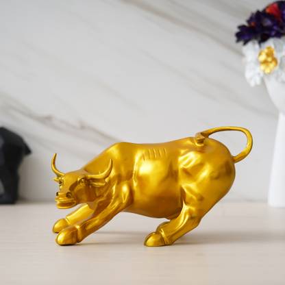 shyam antique creation Bull Sculpture | Charging Bull Statue | Animal Figurines for Home Table Decor Decorative Showpiece  -  15.24 cm
