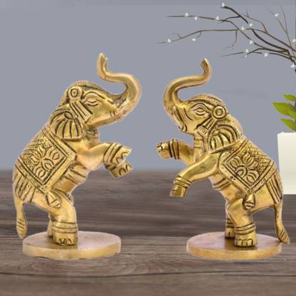 The Advitya Elephant Jumping Pair Statue For Goodluck Wealth and Prosperity Unique Gift Decorative Showpiece  -  12.7 cm