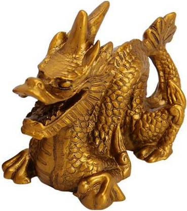 9tees Mart Vastu Fengshui Brown Python Snake, Dragon For Wealth, Happiness Decorative Showpiece  -  8 cm