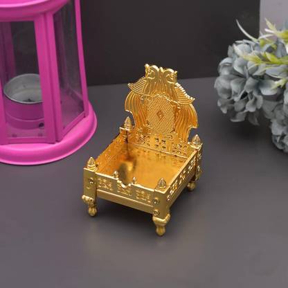 sanskaari Laddu Gopal Thakur ji Kanha Singhasan for home temple, Metal Singhasan Decorative Showpiece  -  14 cm
