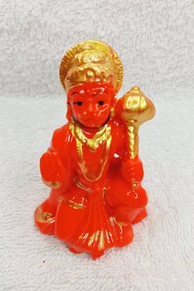 Scalpp Red Mini Hunuman Ji Murti for Multi Purpose Pack of 1 Decorative Showpiece  -  7 cm