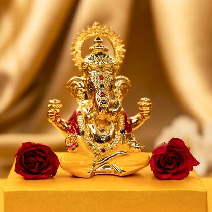 Ekhasa Dagdusheth Ganesh Idol for Car Dashboard | Vinayak Idols for Home Decor | Decorative Showpiece  -  7.5 cm